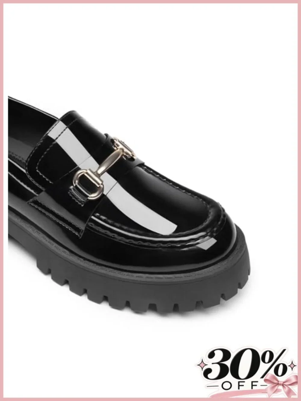 Faux Leather Platform Chunky Loafers Slip-On Business Casual Shoes